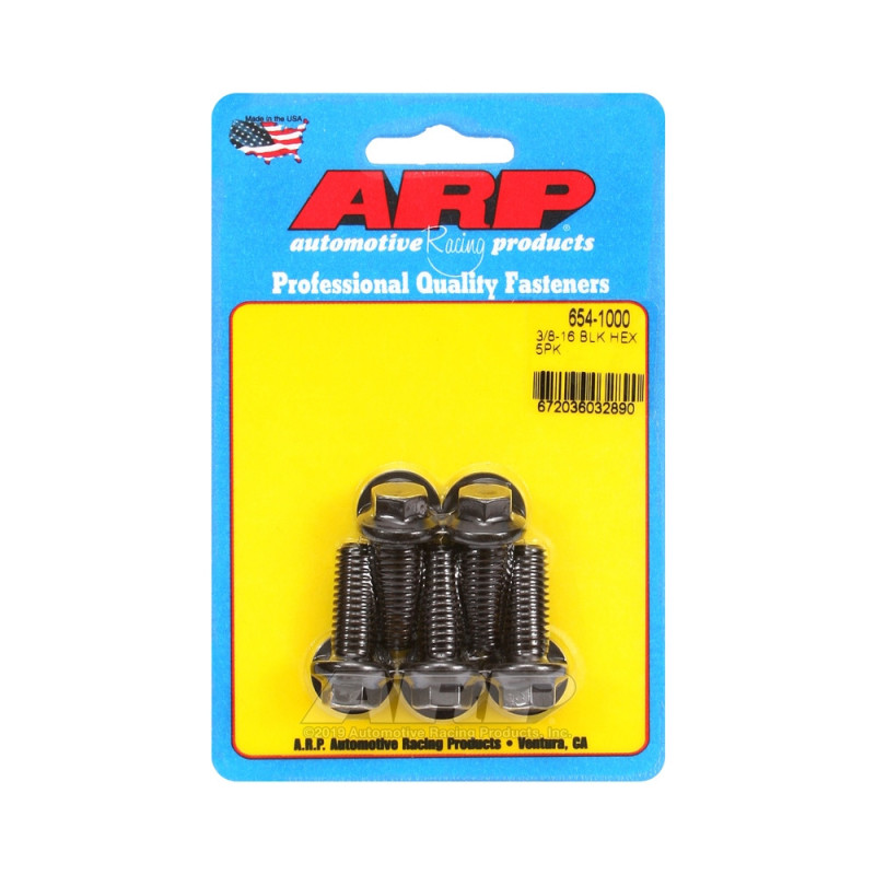 Set de șuruburi și piulițe universale ARP cu cap STD 3/8-16 – Hexagonale cu finisaj negru oxidat, x5 - ARP-654-1000 - 654-1000 - 3666618194974